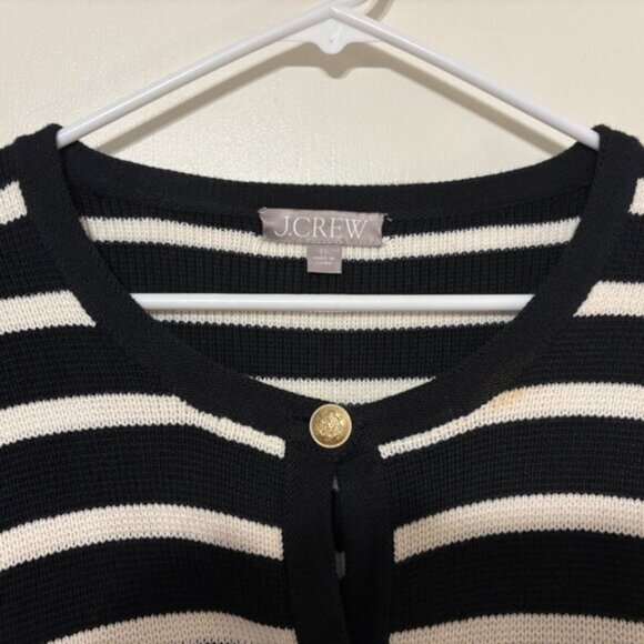 J. Crew BQ196 Women's Plus Emilie Sweater Lady Jacket Black Ivory Stripe 3X - Picture 3 of 10
